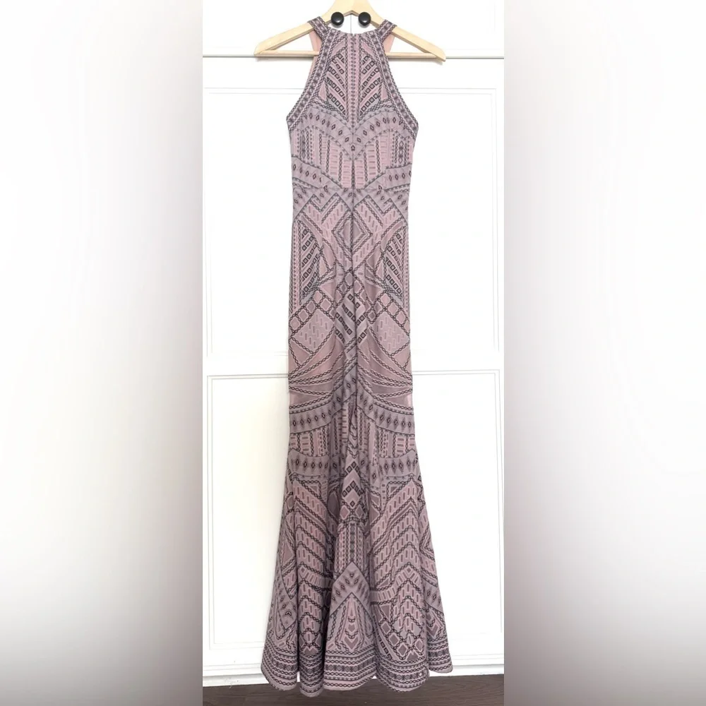 BCBGMaxAzria Felicia Burnout Mesh Gown in Antique Rose